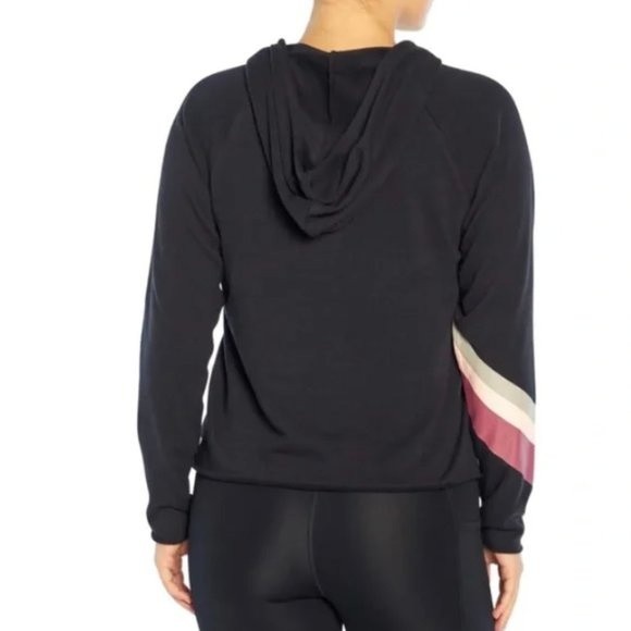 WILDFOX Sweat Halo Black Hoodie Pullover with Pink Stripes - Picture 5 of 9